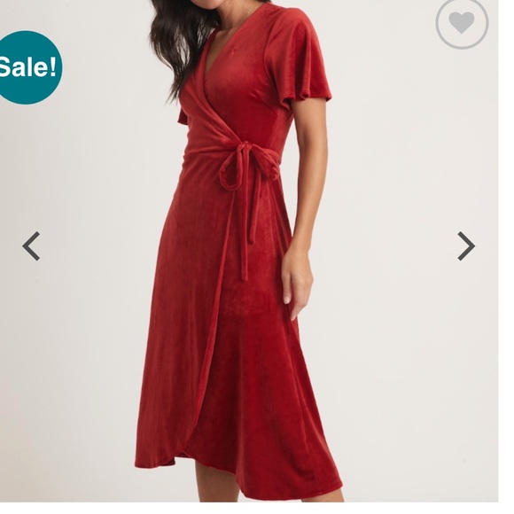Marine Layer Red Velvet wrap dress, size M - Picture 8 of 10